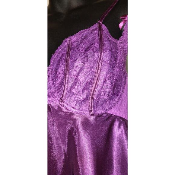 Vintage Y2K Babydoll Slip Dress M Morgan Taylor Purple Nightie Boysenberry NWT - Picture 5 of 15